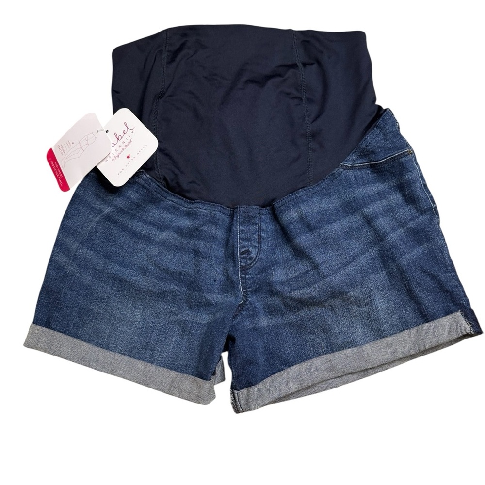 🩳 Isabel Maternity Ingrid & Isabel Blue Denim Midi Shorts Sz 10 NWT High Rise ✨